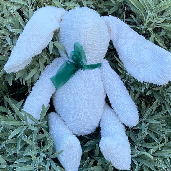 Chenille bunny moving joints button floppy ears cottagecore farmhouse decor - Picture 2 of 10